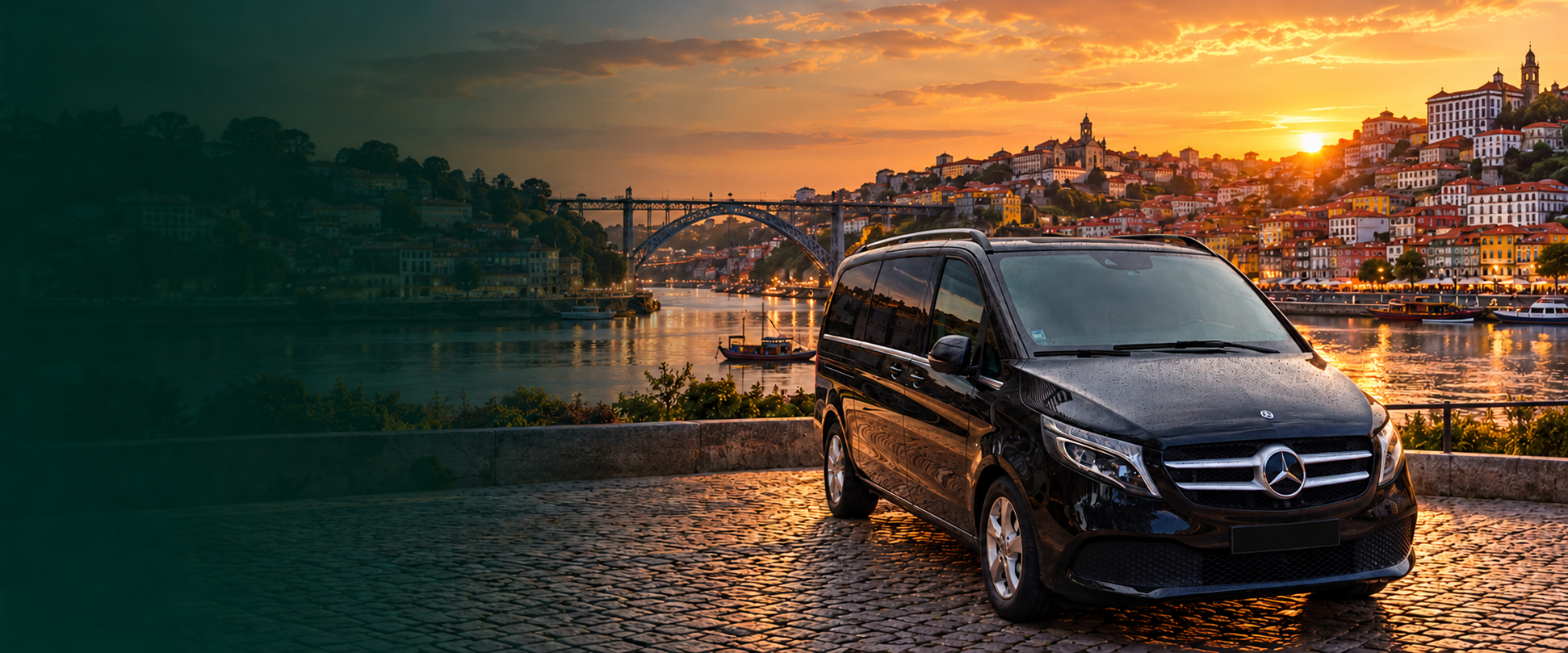 Composição da Mercedes-Benz da Life Travel junto ao Douro, com matrícula oculta