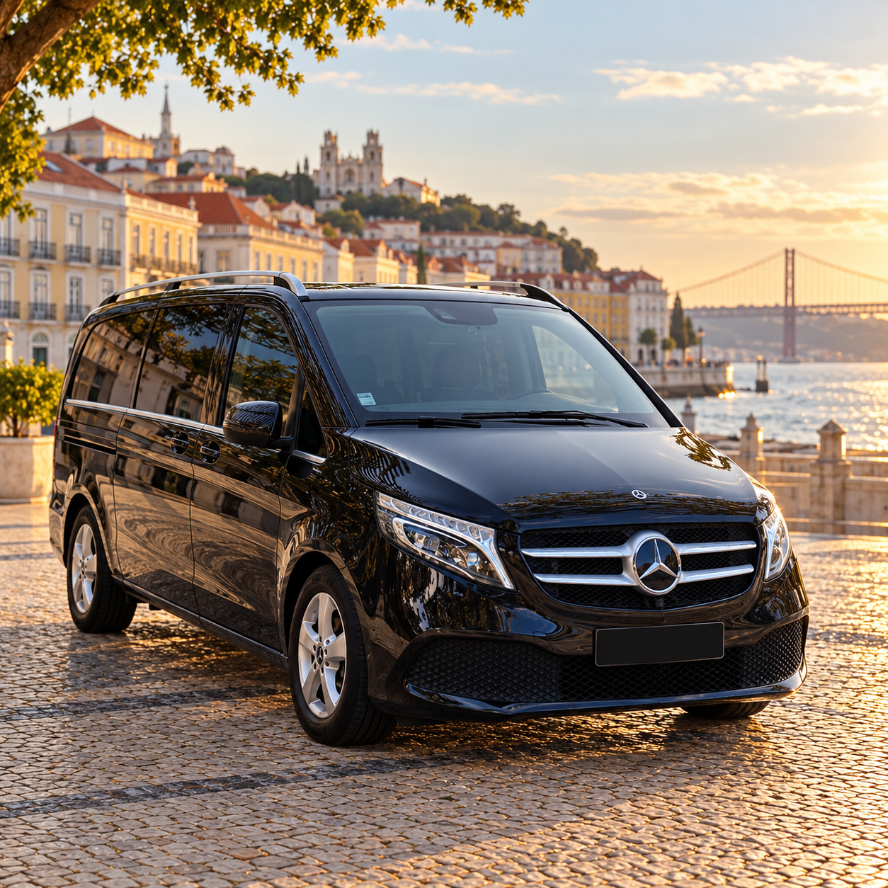 Composição da Mercedes-Benz da Life Travel em Lisboa, com matrícula tapada